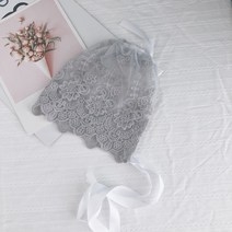 신생아 백일 3개월 6개월 아기 촬영 소품 옷 모자 바구니 컨셉 셀프 스냅 사진 세트, 그레이 레이스 모자