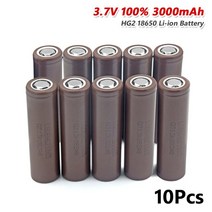 18650 3.7V HG2 18650 배터리 3000mAh 20A 스크루드라이버 용 고전력 방전 리튬 이온 대전류, 06 10pcs