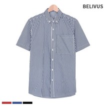 [빌리버스] 남성 반팔 셔츠 BBI045 남자 일반핏 스트라이프 여름 남방
