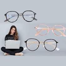 블루라이트 청광 차단 가벼운 둥근 다각 메탈 솔텍스 뿔테 안경 남자 여자 시력보호 안경태