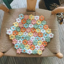 귀도리뜨기 대바늘블랭킷 담요방석 니트실 코바늘미국 목가 스타일 퍼프 꽃 꽃 쿠션 봄과, 녹색 쿠션 재료 패키지