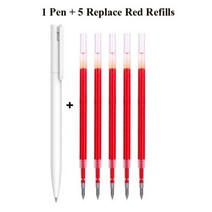 원래 Xiaomi 펜 쓰기 부드러운 빛 Mijia 프레스 코어 교체 리필 블루 레드 블랙 0.5mm 비즈니스 롤러 볼펜, 1pen 5red refills