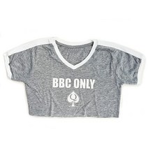 SpadesCastle BBC Only 크롭 브이넥 링거 QoS 심볼 포함 레드-화이트., Grey-white