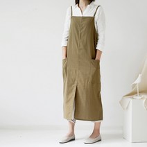 허블팜 린넨코튼 앞치마 어린이집 카페 미용사, KHAKI(카키)