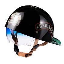 CAICHEN 빈티지 전동킥보드헬멧 통기성 경량 할리 오토바이 헬멧 반모헬멧, CRUISER (업그레이드된 버전), XL 60-61cm