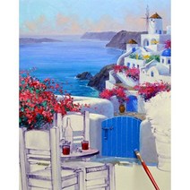 SDOYUNO-숫자로 유화 산토니 풍경 60x75cm 캔버스에 숫자로 DIY 페인트 수채화 홈 장식, 60x75cm diy frame, 993682