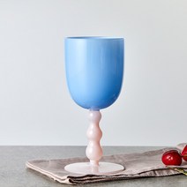 [모던하우스] 봉봉 투톤 위글 유리 고블렛 milky blue 270ml