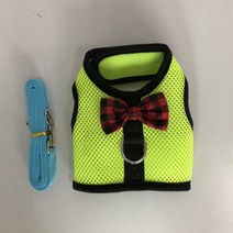 소동물 용품 토끼 햄스터 조끼 Bowknot 가죽 끈 여러 가지 빛깔의 편리한 가슴 뒤로 안전 애완 동물 의류, [02] M, [06] green
