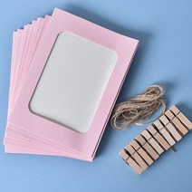 종이액자 액자걸이 diy유화그리기 백드롭페인팅 10pcs 크래프트 판지 사진 프레임 diy 레트로 사진 프레임 클립 벽 사진 프레임 매달려 그림 앨범 홈 장식, 분홍색, 6인치