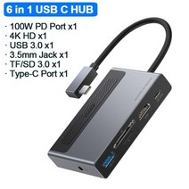 USB허브 도크 DOCK Baseus C HUB Type C to Multi 3.0 6, 6 in 1 HUB