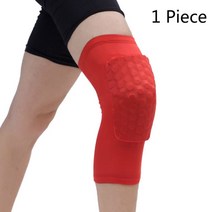 가치있는 1pc 벌집 농구 무릎 패드 짧은 디자인 압축 다리 슬리브 무릎 패드 배구 보호대 중괄호 지원, 원피스 레드, l
