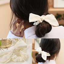 리본 곱창밴드(아이보리) 똥머리묶는방법 똥머리가발 리본헤어밴드