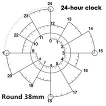 감광성잉크 감광액 원형 씰 스탬프 크로노덱스 시간 일기 스크랩북, 5.24hour 38mm