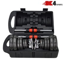케이포스포츠 K4-54 조립식 덤벨세트 20kg 이두운동 가슴운동 무게조절덤벨세트웨이트용품, 블랙