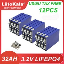 인산철 배터리 LiitoKala 3.2V 30Ah Lifepo4 4S 12.8V 24V 리튬 철 인산염 팩 태양 오토바이 전기 차량 스터드 159616, 12PCS 3.2V 32Ah