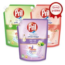 헨켈 주방세제 프릴 맑은 식초 1L 3개, 자몽+라임+리치/
