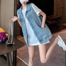 SRA2WE1Q 여성 청 조끼 베스트 빅사이즈 여름 봄 가을 캐주얼