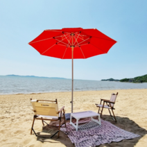 국산 캠핑파라솔 야외 감성파라솔 230cm이층파라솔 카페 접이식파라솔 비치파라솔 270cm대형파라솔, 꺾임, 버건디