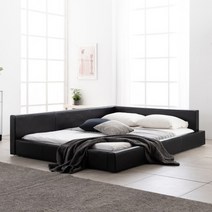 [헤이미쉬홈] (착불) 로렌 가드형 저상형 퀸사이즈 침대 프레임, 선택:매트리스 없음 / 색상:블랙