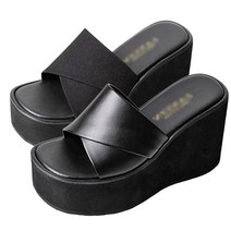 가볍고 편한 콜크창 통굽 슬리퍼 여성 사무실 웨지힐