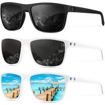 남성용 칼리야디 편광 선글라스 낚시 골프 운전을 위한 자외선 차단 기능이 있는 경량, (3 Pack) Black/White & Black/W