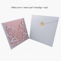 초대장 생일 팝업 입체카드 1pcs 우아한 레이스 포켓 결혼식 초대장 카드 광장 컷 꽃 사용자 정의 인사말, 04 One Set White