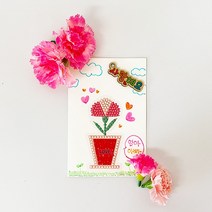 1+1 보석십자수 핑크 카네이션 카드 만들기, 6개