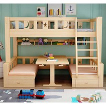 수납형2층침대 원목이층베드 이단bed 형제 자매 남매, A