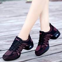 lian Global 여성 무용화 가벼운 통기성 사계절 전문가용 댄스화, (펀칭) 블랙 로즈, 220