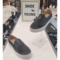 여성 천연소가죽 송치 퍼안감 투톤 겨울 슬립온 그레이 225~255