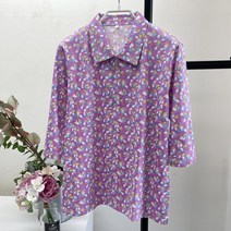 국민할매 엄마옷 국내생산 할머니옷 카라 지퍼 순면 7부 티셔츠[MMS]요양원옷 중년 여성의류 반팔티