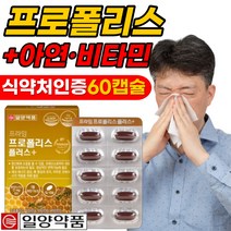 프로폴리스 비타민 A B D E 영양제 항산화 건강 도움 목 아연 이뮨 프로플리스 프로포리스 건강기능식품 환절기 식약처 인증 알약 캡슐 대용량 고함량 여성 남성 에좋은, 30캡슐x2개