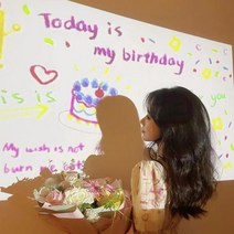 [ 생일빔 + 파티안경 ] 홈파티 파티 소품 생일 미니빔 생일축하빔 휴대용 프로젝터 디자인 칩 배경 이미지 인스타 포토존, 21타닥타닥, 화이트