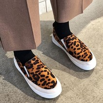 [라다몰] 키높이 굽 스니커즈 호피무늬 귀여운 슬립온 35센치