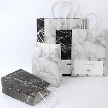 고급 마블 패턴 선물용 쇼핑백 기업 행사 기념품 증정 돌잔치 답례품 매장 상품 판매 종이백 부모님 명절 선물 포장용 종이 쇼핑 봉투, 제품선택, 대 - 흰색