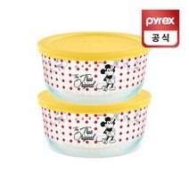 코렐 파이렉스 미키마우스 원형 레몬 저장용기 2p세트, 없음