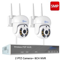 가정용CCTV 실외용 초고화질 CCTV Movols-H.265 3MP 5MP HD 무선 시스템 양방향 오디오 방수 PTZ WIFI IP 보안 카메라 8CH NVR 비디오 감시 키, 24.2T - 8CH 5MP With 2 PTZ