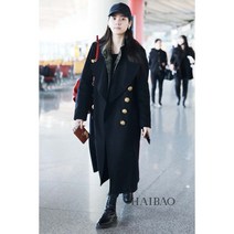 (베스트셀러)신상 10버튼 블랙 금장단추 빅카라 울코트 맥시롱코트 왕카라 코트 블랙 더블버튼 롱코트 울모직코트 긴기장 A라인 여성모직코트