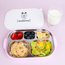 밥독 패킹없는 어린이집식판 스텐 유치원식판 분리형 도시락, 밥독 스텐식판 핑크