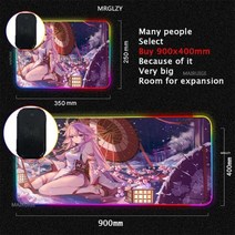 원신 장패드 마우스패드 게이밍 Genshin Impact Shenhe RGB LED 마우스 패드 무선 충전 러그 한 Yae Miko 게임 Typec, 10_400X700X4MM