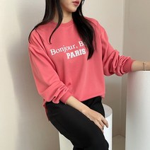 마이시즌 여성용 봉주르 레터링 맨투맨