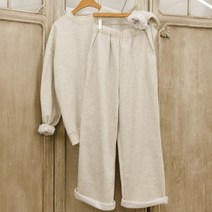 무지 기모 오버핏 밴딩 와이드팬츠 맨투맨 상하의 트레이닝세트