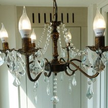 엔틱 샹들리에 라인 6등 등기구 ( LED전구 무료증정 ), 라인 6등 엔틱, 촛불전구 17베이스 주광색