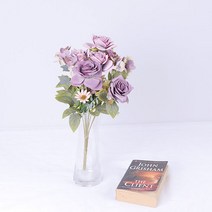 cocooning 홈가드닝 조화부쉬 5color 엔틱장미부쉬 인테리어 조화, 다크퍼플