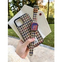 영국 정품Harris울iWatch스트랩7/6/5세대 및iPhone13ProMax핸드폰 케이스, 천새격, 38MM