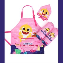 핑크퐁 아기상어 앞치마 토시 두건 3종세트 유아용 주방놀이 문화센터 학원