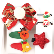 아랑로랑 아동용 크리스마스 산타레드 헤어핀 4종 + 헤어끈 2종 세트