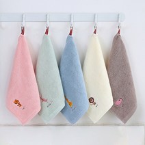 어린이집 손수건 고리수건 유치원 수건 4장 1세트 30수 25cm, 동물캐릭터 4장세트