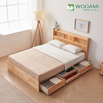 우아미 가구 모노 헤이디 LED 원목 수납침대 Q 40T 매트리스, FO5174_내추럴