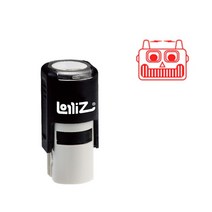 문구 세트 롤리즈 로봇 원형 셀프잉크 스탬프 교사용 스탬프(뚜껑 포함) 레이저 각인 고무 레드, 없음